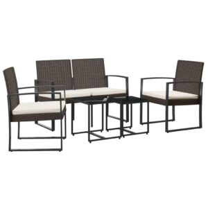 Makastle 5-Piece Patio Bistro Set with Coffee Table & Wicker Armrests, Small Patio Conversation Set, All Weather PE Rattan Chairs Backyard Garden Furniture