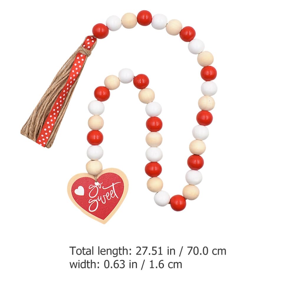 Abaodam Wood wooden Heart-shaped beaded pendant beaded rope wood wall decor flower garland sweet decorate heart decor accessories beads wreath wooden beads tassel decorations Beadwork