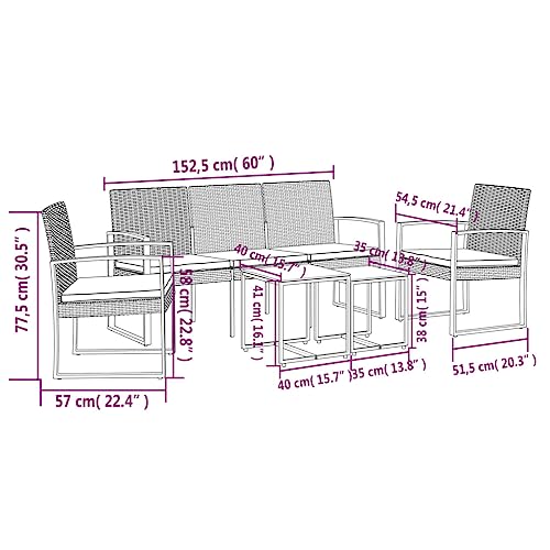 Makastle 5-Piece Patio Bistro Set with Coffee Table & Wicker Armrests, Small Patio Conversation Set, All Weather PE Rattan Chairs Backyard Garden Furniture