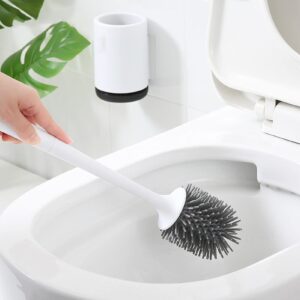 Toilet Brush, Toilet Bowl Brush and Holder with Long Handles Toilet Bowl Cleaners Wall Mounted Toilet Cleaning Supplies Bathroom Accessorie