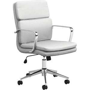 Pemberly Row Standard Back Upholstered Faux Leather Office Chair in White