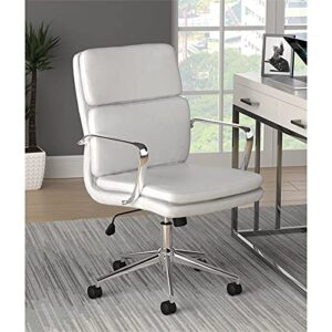 Pemberly Row Standard Back Upholstered Faux Leather Office Chair in White