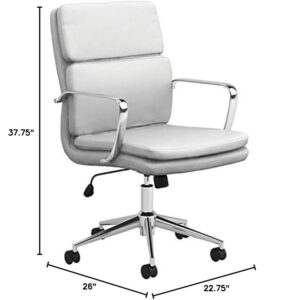 Pemberly Row Standard Back Upholstered Faux Leather Office Chair in White