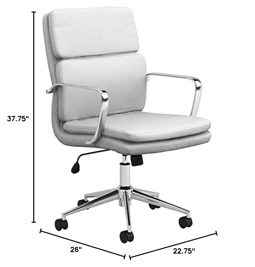 Pemberly Row Standard Back Upholstered Faux Leather Office Chair in White