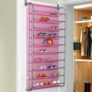 donabe shoe organizer, 10 layers hanging shoe rack, over the door shoe holder, dormitory shoes storage organizer for the door-save space (color : pink, size : 10 layers)