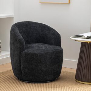 foxhunter swivel barrel chair, small swivel accent chair comfy round 360° chenille swivel chair for living room modern round accent arm chairs for living room bedroom nursery, black