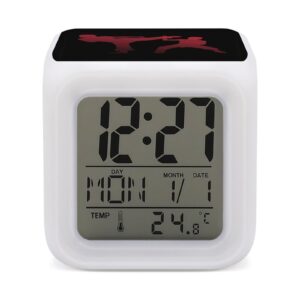 karate alarm clock 7 colors digital clock cute bedside clock for home office decor