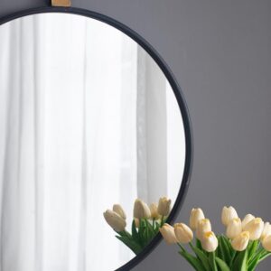 24" x 27" Wall Mirror with Black Frame, Contemporary Minimalist Accent Mirror for Living Room, Foyer, Entryway, Bedroom