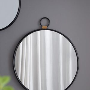 24" x 27" Wall Mirror with Black Frame, Contemporary Minimalist Accent Mirror for Living Room, Foyer, Entryway, Bedroom