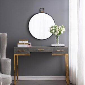 24" x 27" Wall Mirror with Black Frame, Contemporary Minimalist Accent Mirror for Living Room, Foyer, Entryway, Bedroom