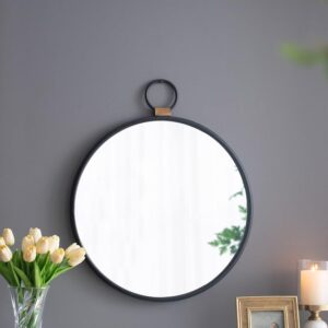 24" x 27" Wall Mirror with Black Frame, Contemporary Minimalist Accent Mirror for Living Room, Foyer, Entryway, Bedroom