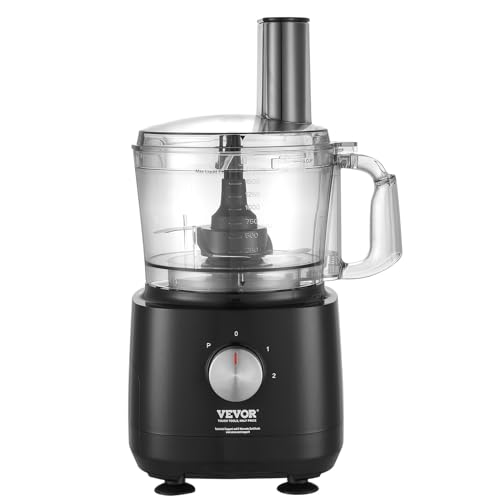 VEVOR Food Processor, 9 Cup Small Vegetable Chopper, 600 Watts 2 Speed Electric Meat Processors, 10Pcs Blade & Disc, Built-in Storage Drawer, Large Feed Chute & Pusher, Slice, Shred, Puree, dough