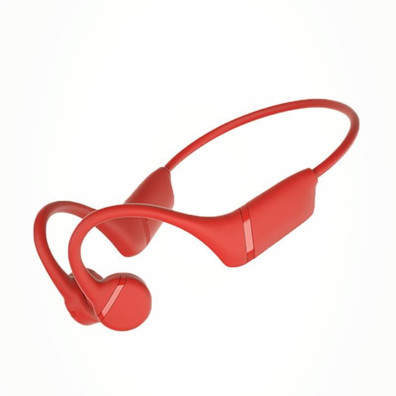 Neckband Bluetooth Earphone Bluetooth Headphones Secure Fit Surround Sound Wireless Open-Ear Headphones 32G Memory for Sports (Red)