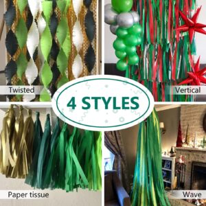 PartyWoo Metallic Gold Balloons 120 pcs 5 Inch and Green and Gold Crepe Paper Streamers 6 Rolls