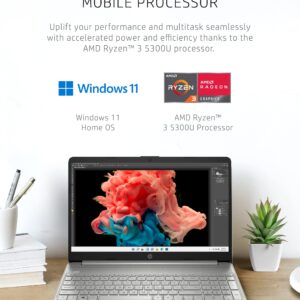 HP 2023 15.6-inch HD Micro-Edge Laptop, AMD Ryzen 3-3250U Processor, 16GB RAM, 1TB SSD Storage, Windows 11 Home, Long-Lasting Battery, Fast Charge, 720p Webcam, Natural Silver