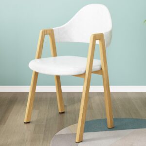 RILOOP Waterproof Pu Kitchen Chairs Home Wooden Dining Chairs with Soft Backrest, Durable Dining Room Chair with Anti-Slip Legs, for Kitchen, Home/A32