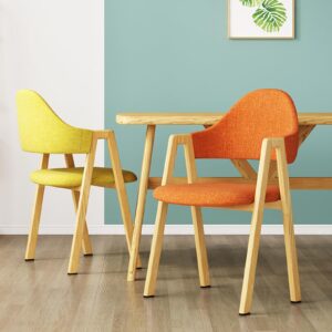 RILOOP Waterproof Pu Kitchen Chairs Home Wooden Dining Chairs with Soft Backrest, Durable Dining Room Chair with Anti-Slip Legs, for Kitchen, Home/A32