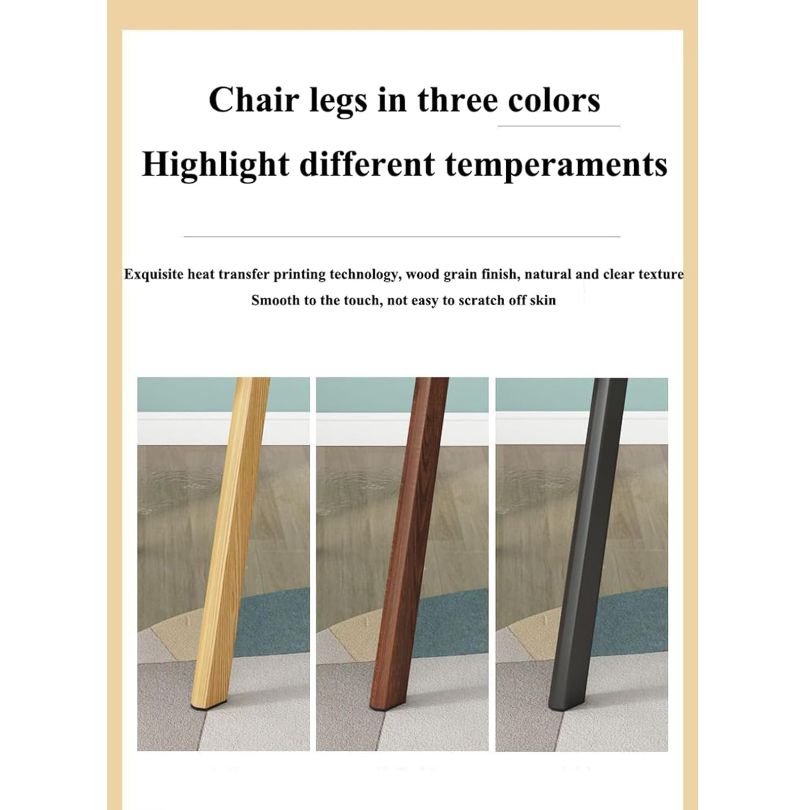 RILOOP Waterproof Pu Kitchen Chairs Home Wooden Dining Chairs with Soft Backrest, Durable Dining Room Chair with Anti-Slip Legs, for Kitchen, Home/A32