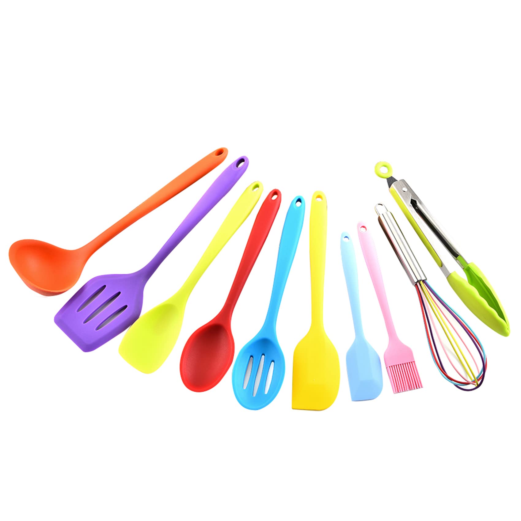 ADBEN Silicone Kitchen Utensil Set 10 Pcs Heat Resistant Non-Stick Spoon Spatula Ladle Cooking Tools Dinnerware