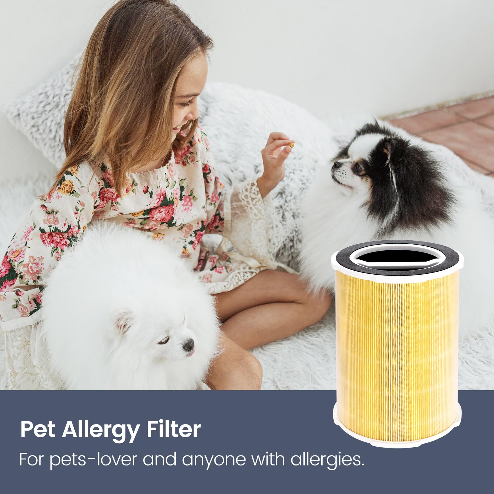 Ganiza G200 Air Purifiers and Pet A11ergy Filter Bundle, 1298ft² Coverage, H13 True HEPA Filter Remove Pet Hair Dander Pollen Smoke Dust Mold