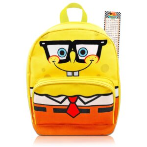 spongebob squarepants spongebob mini backpack for teens - 10” canvas backpack with front pocket plus bookmark | spongebob backpack purse bundle