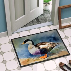 Caroline's Treasures DAC3204MAT Common Eider Duck Doormat Front Door Mat Indoor Outdoor Rugs for Entryway, Non Slip Washable Low Pile, 18H X 27W