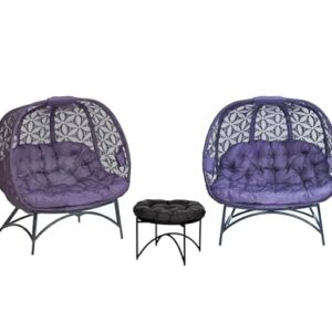 FlowerHouse FHPC400-FOL-SET Cozy Pumpkin Loveseat Flower of Life Conversation Set, Purple