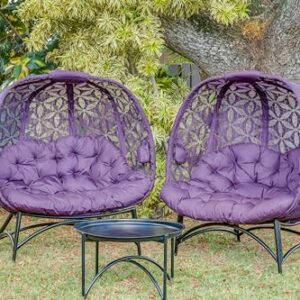 FlowerHouse FHPC400-FOL-SET Cozy Pumpkin Loveseat Flower of Life Conversation Set, Purple