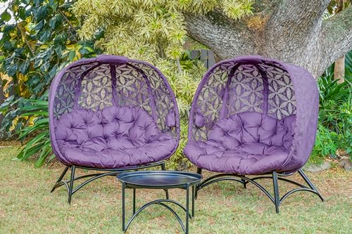 FlowerHouse FHPC400-FOL-SET Cozy Pumpkin Loveseat Flower of Life Conversation Set, Purple