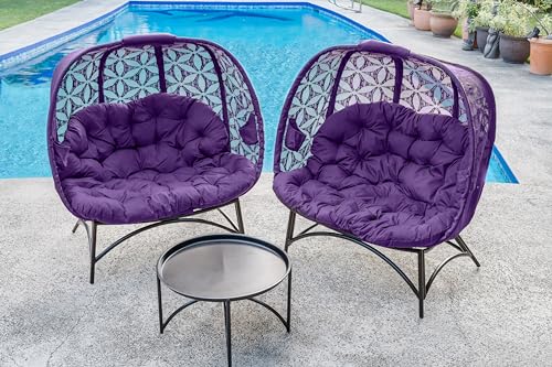 FlowerHouse FHPC400-FOL-SET Cozy Pumpkin Loveseat Flower of Life Conversation Set, Purple