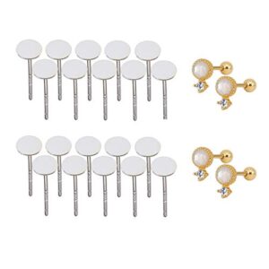 Milageto 20pc Sterling Silver Earrings Stud Posts with Stud Earring - Sliver, 6mm, 3mm