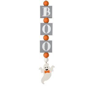 5ft Halloween Wooden Beaded Boo Ghost Garland with Tassels Multi Color Wood