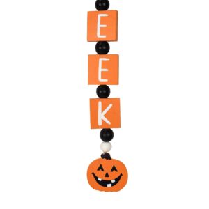 5ft Halloween Wooden Beaded Eek Pumpkin Garland with Tassels Multi Color Wood