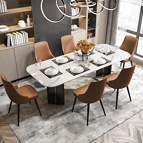 SHAWLA Chairs Modern Dining Room Furniture Chairs PU Leather Side Chair Metal Legs Kitchen Lounge Counter Chairs Dining Chairs (Size:Black Gold feet,Color:White)