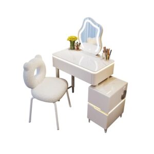 paoopa dressing table, vanity table with lighted mirror, makeup dressing table with 3 drawers, 3-color touch screen dimmable mirror, dressing table with mirror and chair,a-60cm