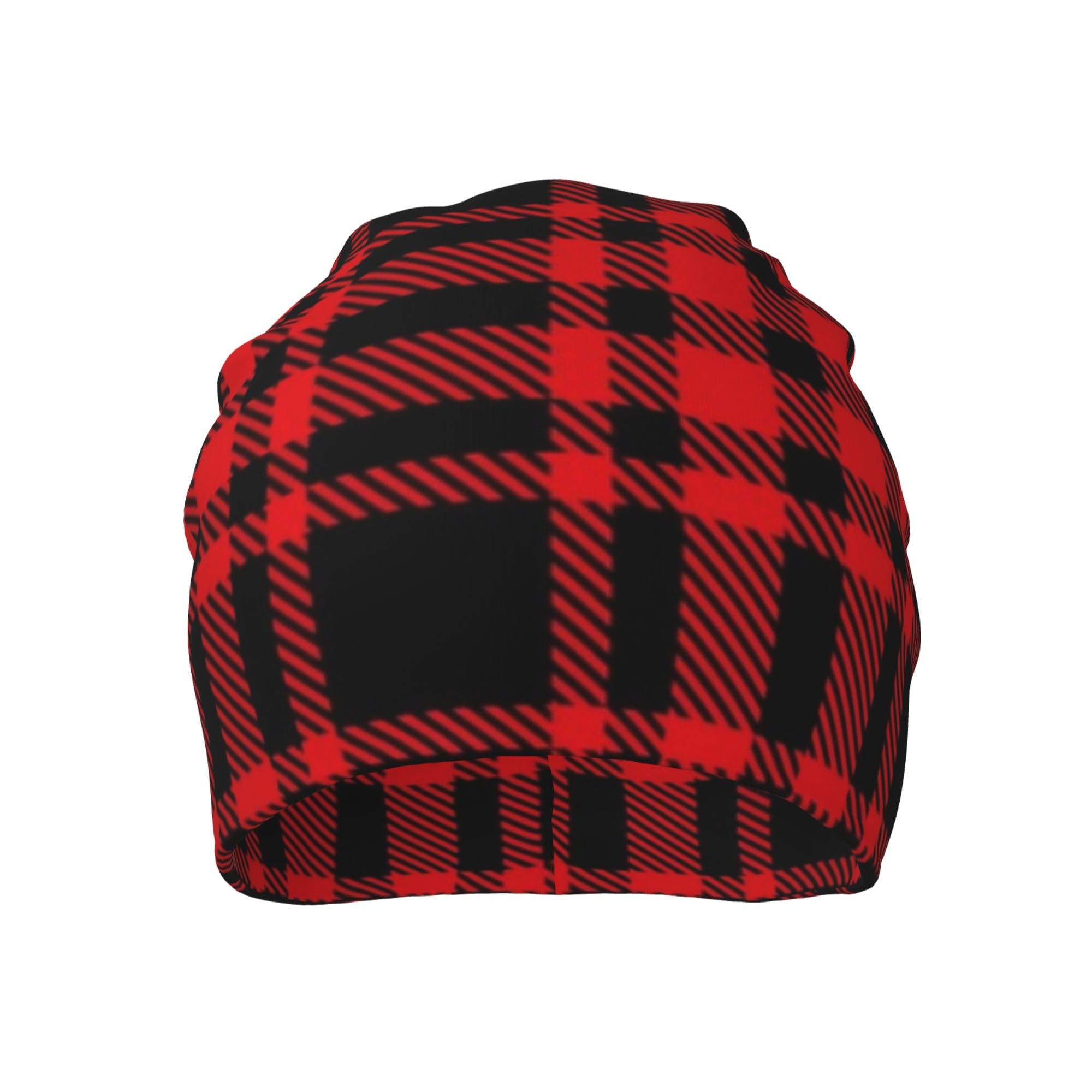 Beanie Hat for Men Women, Soft Cool Winter Warm Thermal Trendy for Tartan Plaid Red Cap for Cold Weather Hiking Running Skiing Outdoor Indoor Sports