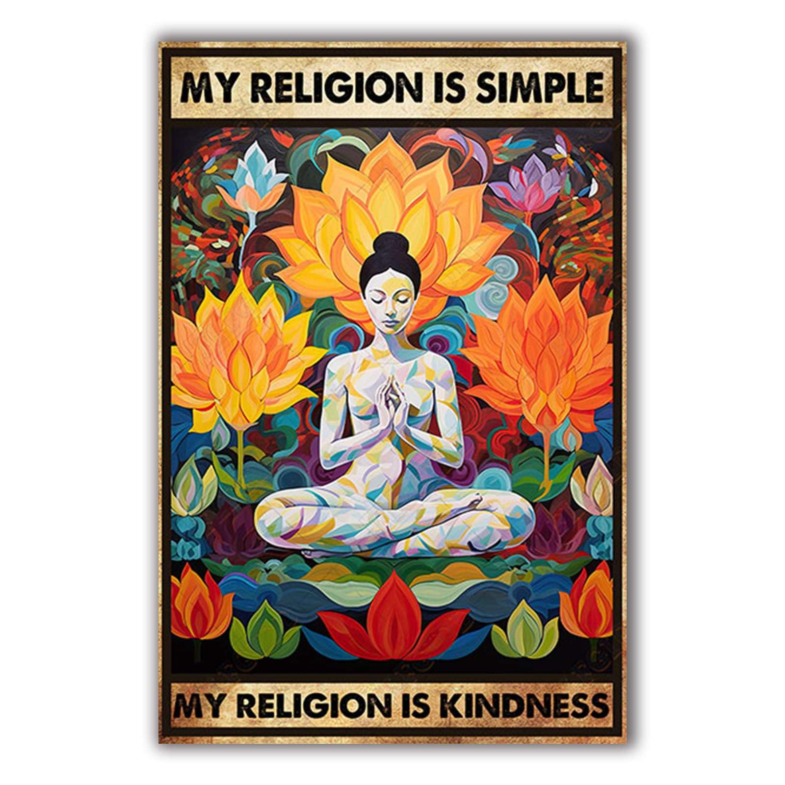 FLFGIDD Canvas Prints Abstract Wall Art My Religion Is Simple Canvas Art Poster and Wall Art Picture Print Modern Family bedroom Decor Posters 12x18inch-Wood Framed