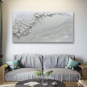 Yika Art Canvas Paintings, Wall Art Thick Texture Sea Wave Painting Modern Gorgeous Abstract Hand Painted Abstract Oil Painting on Canvas Modern Wall Art Decor 24x48 inches