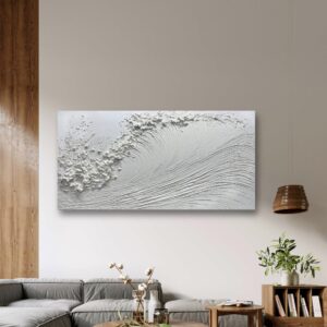 Yika Art Canvas Paintings, Wall Art Thick Texture Sea Wave Painting Modern Gorgeous Abstract Hand Painted Abstract Oil Painting on Canvas Modern Wall Art Decor 24x48 inches