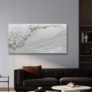 Yika Art Canvas Paintings, Wall Art Thick Texture Sea Wave Painting Modern Gorgeous Abstract Hand Painted Abstract Oil Painting on Canvas Modern Wall Art Decor 24x48 inches