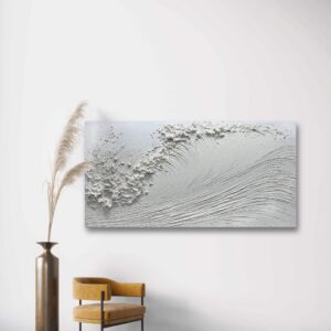 Yika Art Canvas Paintings, Wall Art Thick Texture Sea Wave Painting Modern Gorgeous Abstract Hand Painted Abstract Oil Painting on Canvas Modern Wall Art Decor 24x48 inches