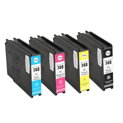 T748 T748XL Ink Cartridge Remanufactured Compatible with Epson T748 T748XL Ink Cartridge to use for Epson Workforce Pro WF-6090 WF-6530 WF-6590 WF-8090 WF-8590 Printer