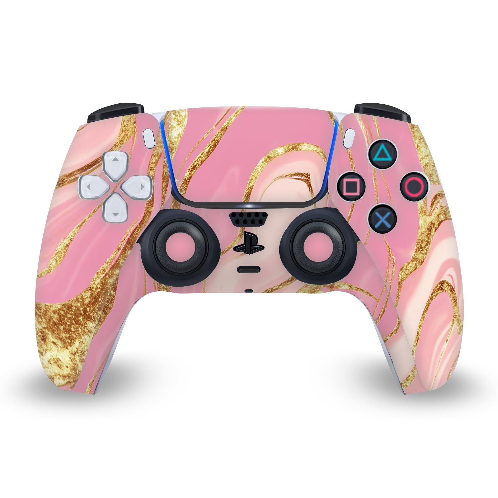 Head Case Designs Pink and Gold Marble Vinyl Faceplate Sticker Gaming Skin Decal Cover Compatible with Sony PlayStation 5 PS5 Disc Edition Console & DualSense Controller