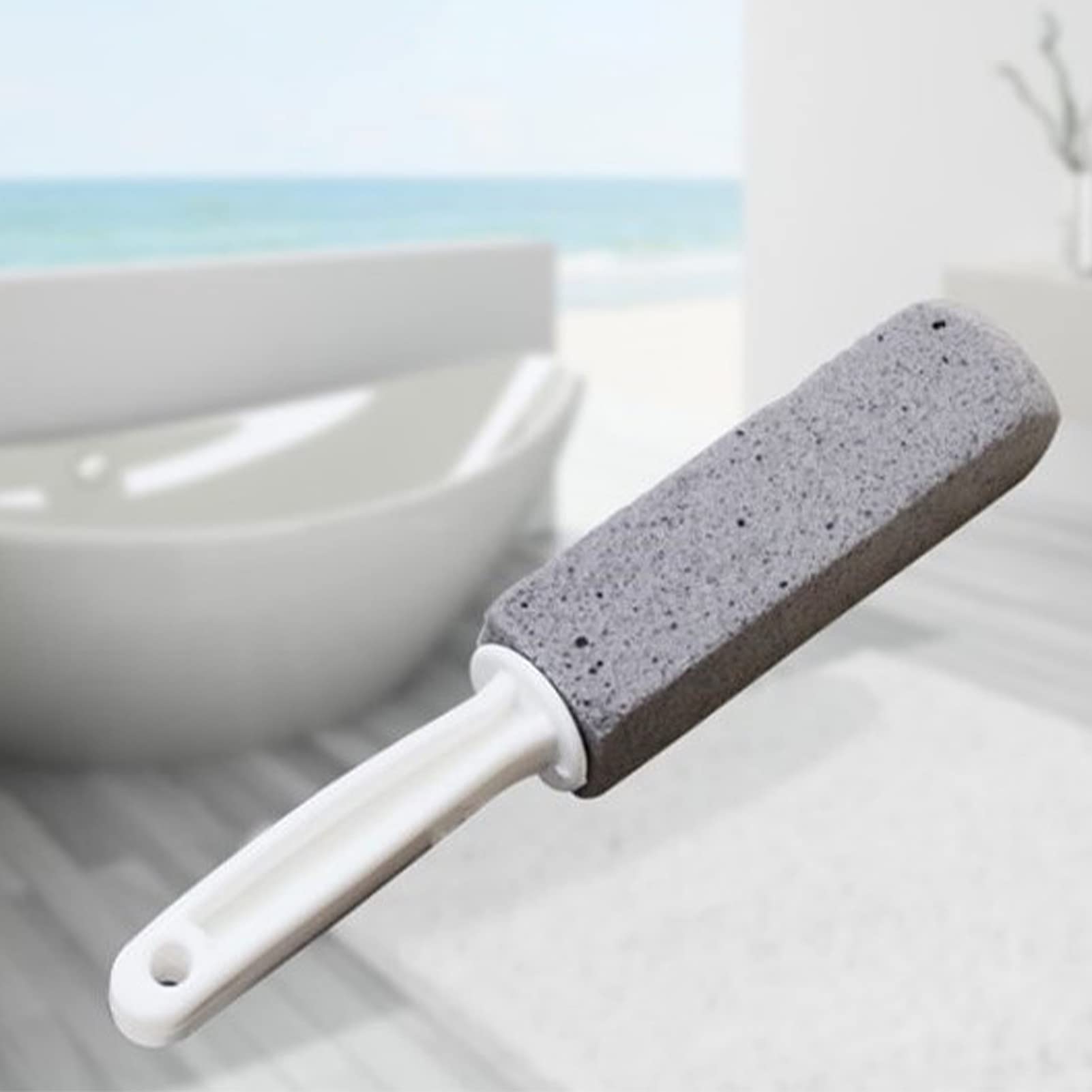 MOUMOUTEN 2pcs Pumice Stone Toilet Bowl Cleaner Efficient Toilet Bowl Cleaner Brush with Curved PP Handlee for Tiles BBQ Grills