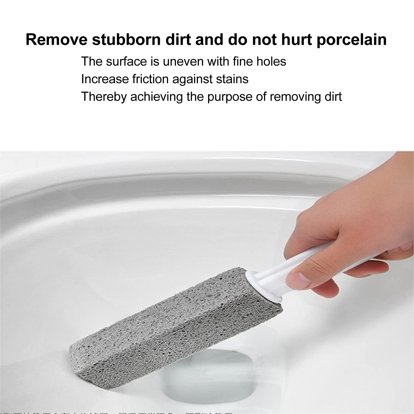 MOUMOUTEN 2pcs Pumice Stone Toilet Bowl Cleaner Efficient Toilet Bowl Cleaner Brush with Curved PP Handlee for Tiles BBQ Grills