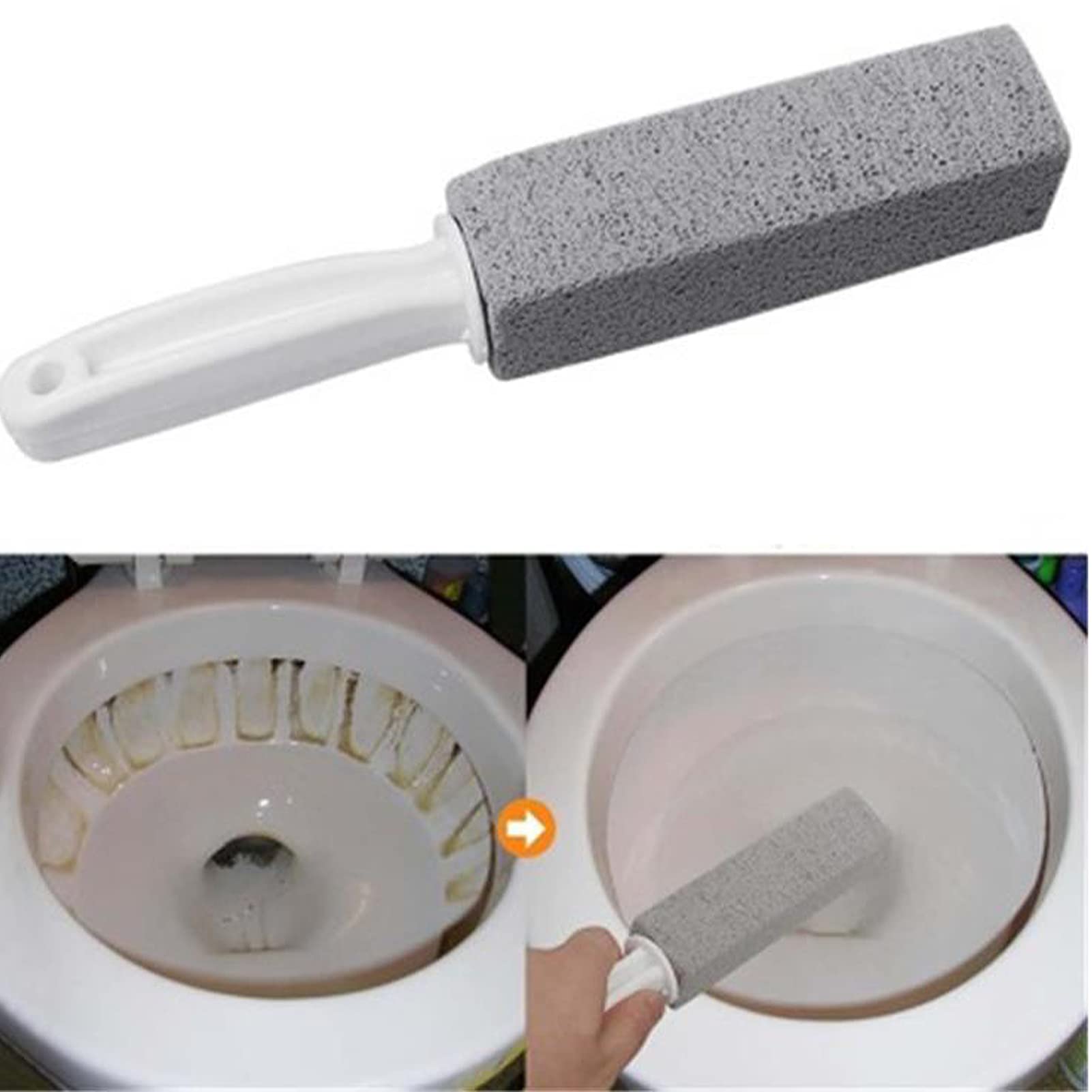 MOUMOUTEN 2pcs Pumice Stone Toilet Bowl Cleaner Efficient Toilet Bowl Cleaner Brush with Curved PP Handlee for Tiles BBQ Grills