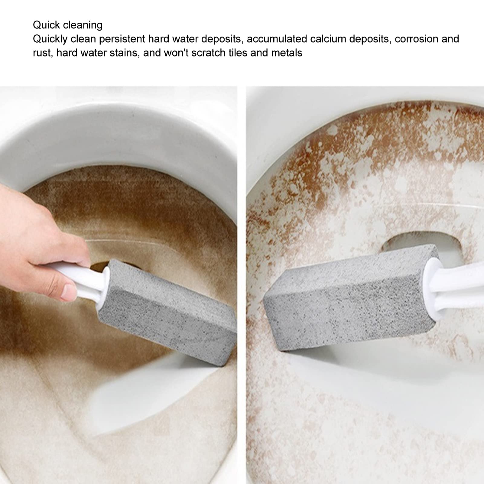 MOUMOUTEN 2pcs Pumice Stone Toilet Bowl Cleaner Efficient Toilet Bowl Cleaner Brush with Curved PP Handlee for Tiles BBQ Grills