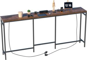 ddj console table with outlets, 11.8" d x 70.8" w x 32.6" h behind couch table skinny, entryway table with a small table, long sofa table, hallway table