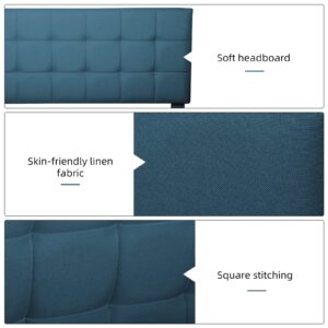 MegaChunk Queen Size Upholstered Platform Bed with Adjustable Linen Headboard and RGB Lights - Sturdy Bed Slats System, No Box Spring Needed - Blue