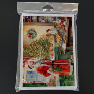 Caroline's Treasures DAC3303GCA7P Cookies with Santa Claus Papa Noel Greeting Cards Pack of 8 Blank Cards with Envelopes Whimsical A7 Size 5x7 Blank Note Cards